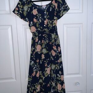 Pink and Orange A-line Knee-length Dress with Flutter Sleeves for Weddings